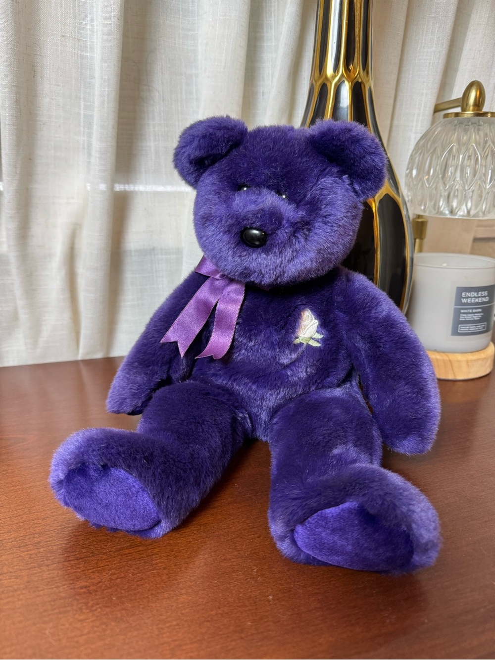 Ty Beanie Buddy Princess the Bear - 1998 Purple Diana Memorial - Large 14" Plush